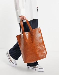 Коричневая сумка-шопер из искусственной кожи под крокодила My Accessories London Exclusive-Черный