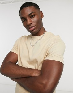 Бежевая футболка из органического хлопка с круглым вырезом ASOS DESIGN-Бежевый