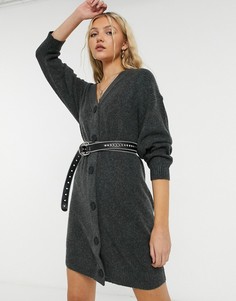 Темно-серое вязаное платье-кардиган ASOS DESIGN-Серый