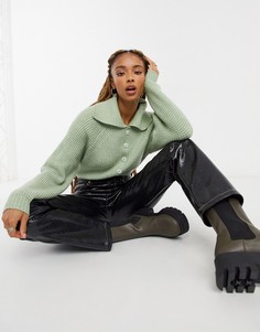 Зеленый кардиган на пуговицах с воротником ASOS DESIGN