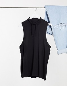 Черный облегающий жилет с высоким воротником и кулиской ASOS DESIGN