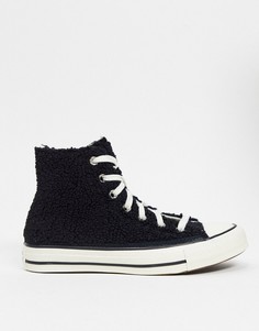 Черные высокие кеды с отделкой из искусственного меха Converse cosy club-Черный