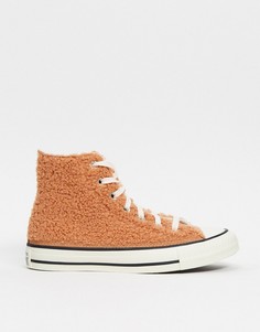 Кроссовки с отделкой искусственным мехом цвета розового золота Converse Cosy Club Hi-Черный