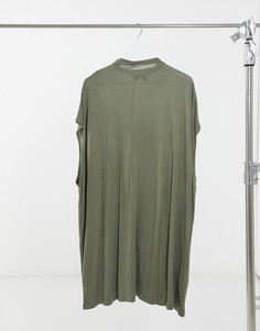 Супердлинный oversized-жилет цвета хаки с высоким воротом ASOS DESIGN-Зеленый