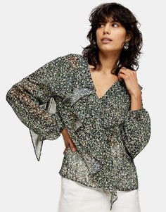 Разноцветная блузка с оборками Topshop-Многоцветный