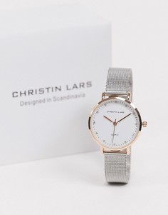 Серебристые часы с золотистым циферблатом Christin Lars-Серый