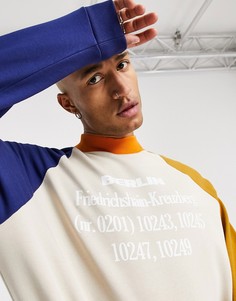 Oversized-свитшот с высоким воротом в стиле колор-блок пастельной расцветки и принтом "Berlin" на груди ASOS DESIGN-Бежевый