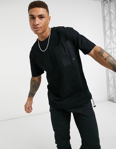 Черная футболка со шнурками Topman-Черный