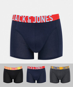 Набор из трех боксеров-брифов с поясом в ярких цветах Jack & Jones-Черный