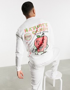 Свитшот с принтом мультяшного яблока на спине ASOS DESIGN-Белый