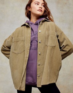 Вельветовая рубашка цвета хаки Topshop-Зеленый