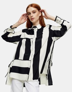 Черная полосатая рубашка в стиле oversized Topshop-Многоцветный