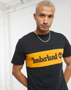 Черная футболка с логотипом на груди со вставками Timberland-Черный