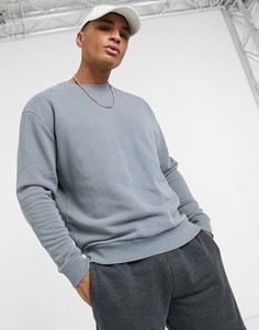 Синий свитшот с эффектом кислотной стирки Burton Menswear-Голубой
