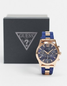 Часы темно-синего и золотистого цветов Guess-Голубой