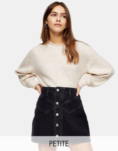 Черная джинсовая мини-юбка с пуговицами спереди Topshop Petite-Черный