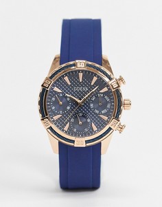 Часы с хронографом и синим ремешком Guess-Голубой