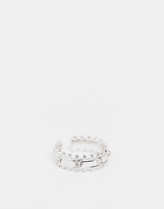 Посеребренное кольцо с броским дизайном Luv AJ Bella-Серебристый