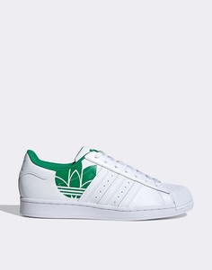 Кроссовки с зеленым 3D-трилистником adidas Originals superstar-Белый