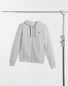 Худи на молнии серого цвета Lacoste-Серый