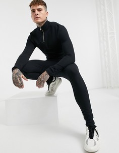 Черный спортивный костюм со свитшотом ASOS DESIGN