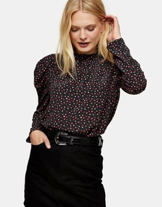 Блузка с пышными рукавами и мелким цветочным принтом Topshop-Многоцветный