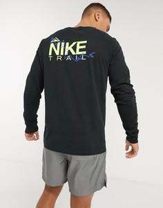 Черный лонгслив с логотипом Nike Running Trail