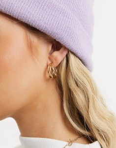 Золотистые тройные серьги-кольца Accessorize-Золотистый