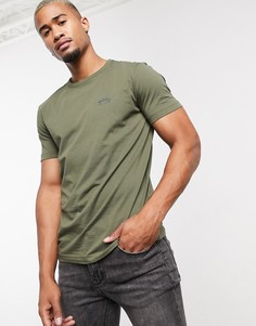 Футболка цвета хаки с небольшим логотипом BOSS Athleisure Tee Curved-Зеленый