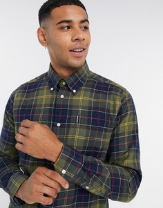 Светло-коричневая рубашка с принтом тартан и воротником на пуговицах Barbour-Светло-коричневый