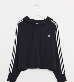 Худи черного цвета короткого кроя с логотипом-трилистником adidas Originals Plus-Черный