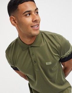 Футболка-поло с отделкой BOSS-Зеленый