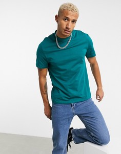 Зеленая футболка из органического хлопка с круглым вырезом ASOS DESIGN-Зеленый