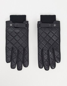 Черные стеганые кожаные перчатки Barbour-Черный