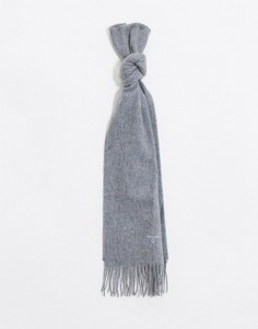 Серый однотонный шарф из овечьей шерсти Barbour