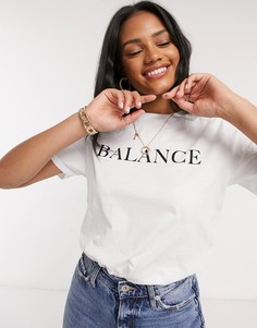 Белая футболка c надписью "Balance" ASOS DESIGN-Белый