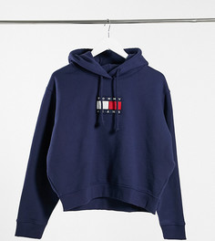 Худи темно-синего цвета с логотипом-флагом на груди Tommy Jeans Plus-Темно-синий