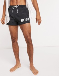 Черные короткие шорты для плавания с логотипом Boss-Черный