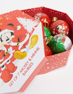 Набор из 7 новогодних игрушек Disney Микки и Минни Маус-Многоцветный