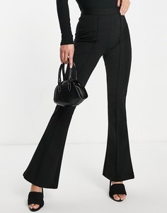 Расклешенные брюки черного цвета со строчками ASOS DESIGN-Черный