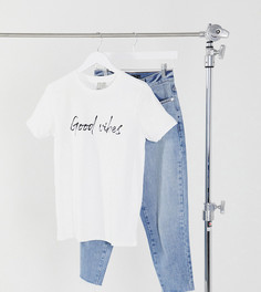 Белая футболка c надписью "Good Vibes" ASOS DESIGN Petite-Белый