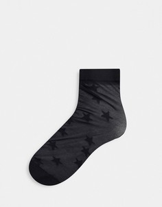 Черные полупрозрачные носки со звездами Pretty Polly Exclusive-Черный