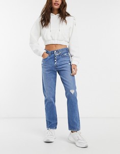 Голубые укороченные джинсы с потертостью на колене Levis 501-Синий Levis®