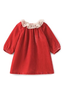 Красное платье с кружевным воротником Flavili Bonpoint
