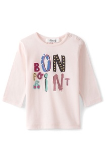 Светло-розовый лонгслив с принтом Bonpoint