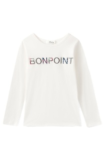 Белый лонгслив с логотипом Bonpoint