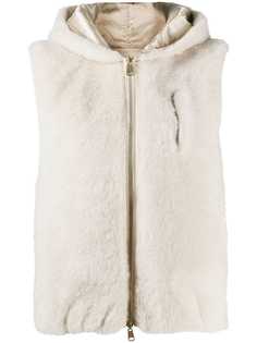 Brunello Cucinelli жилет из козьего меха с капюшоном
