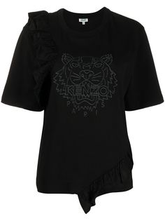 Kenzo футболка с оборками и логотипом