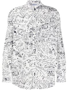 Marcelo Burlon County of Milan ALL OVER SKETCHES SHIRT WHITE BLACK