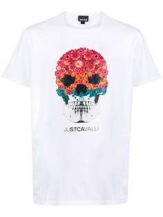 Just Cavalli футболка с цветочным узором и принтом Skull